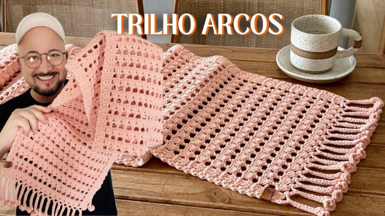 Trilho de Mesa de Crochê com Ponto Arcos – Fácil e Elegante
